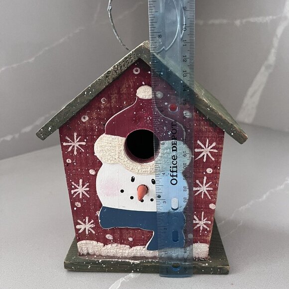 Vintage Bird House Holidays Winter Snowman Hand painted Wood Rustic Collectible - Picture 8 of 8